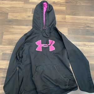 Women’s XL black Under Armour hoodie; pink accents